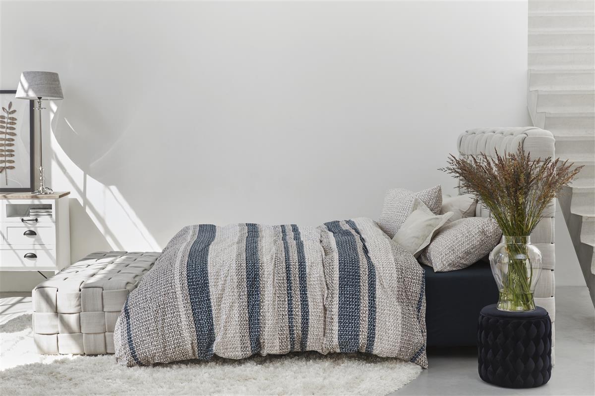 Riviera Maison Rattan Stripes Bettwäsche - Blaugrau