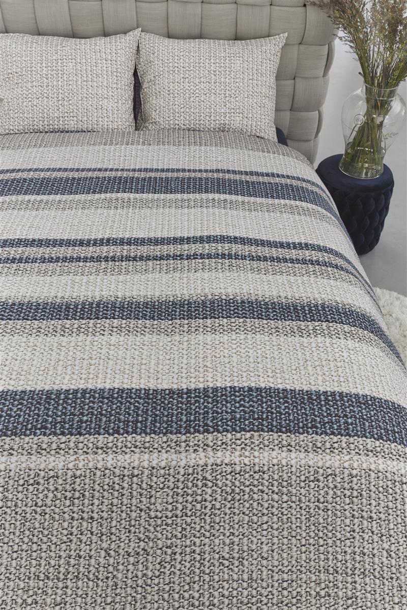 Riviera Maison Rattan Stripes Bettwäsche - Blaugrau