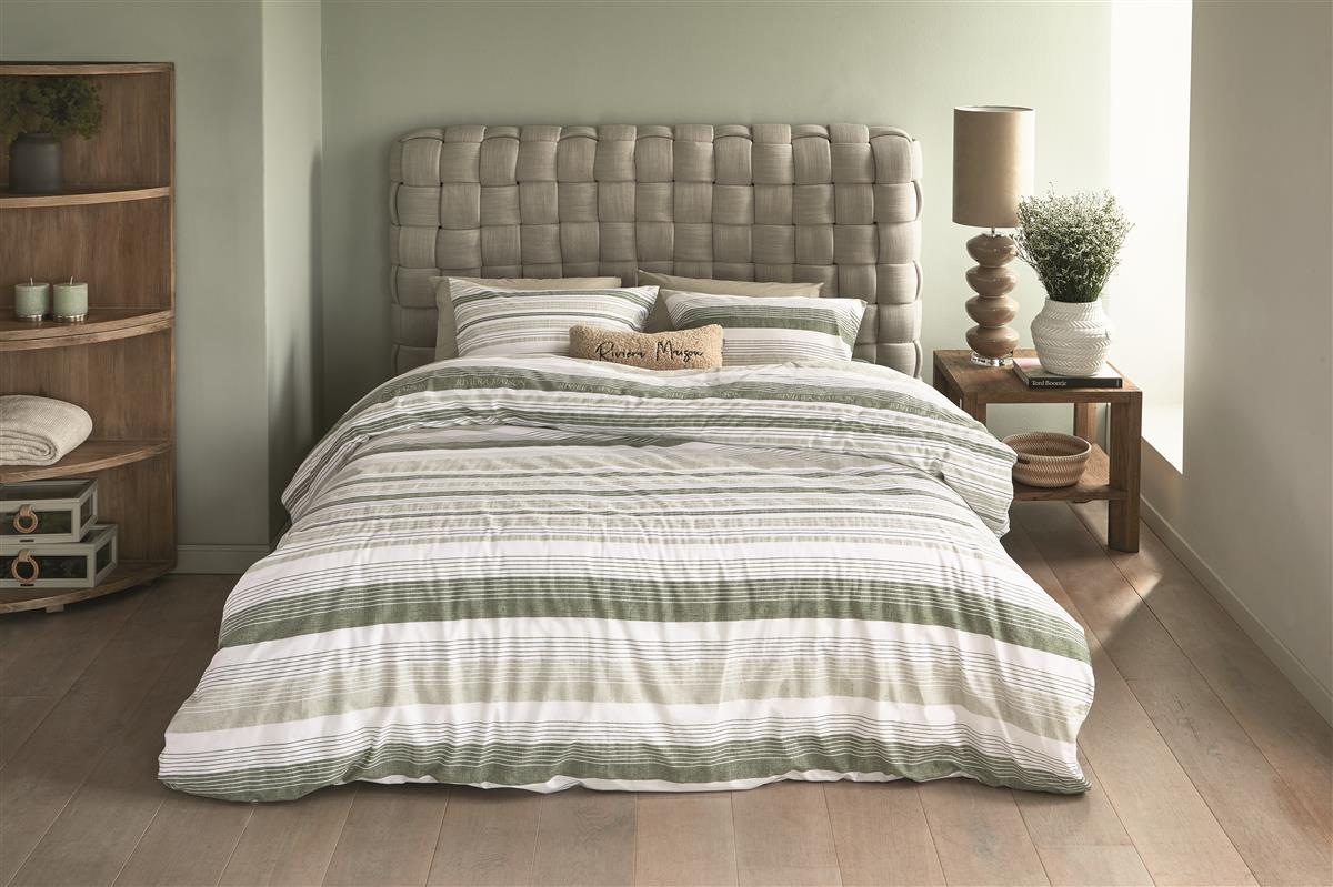 Riviera Maison Sturdy Stripe Bettwäsche - Graugrün