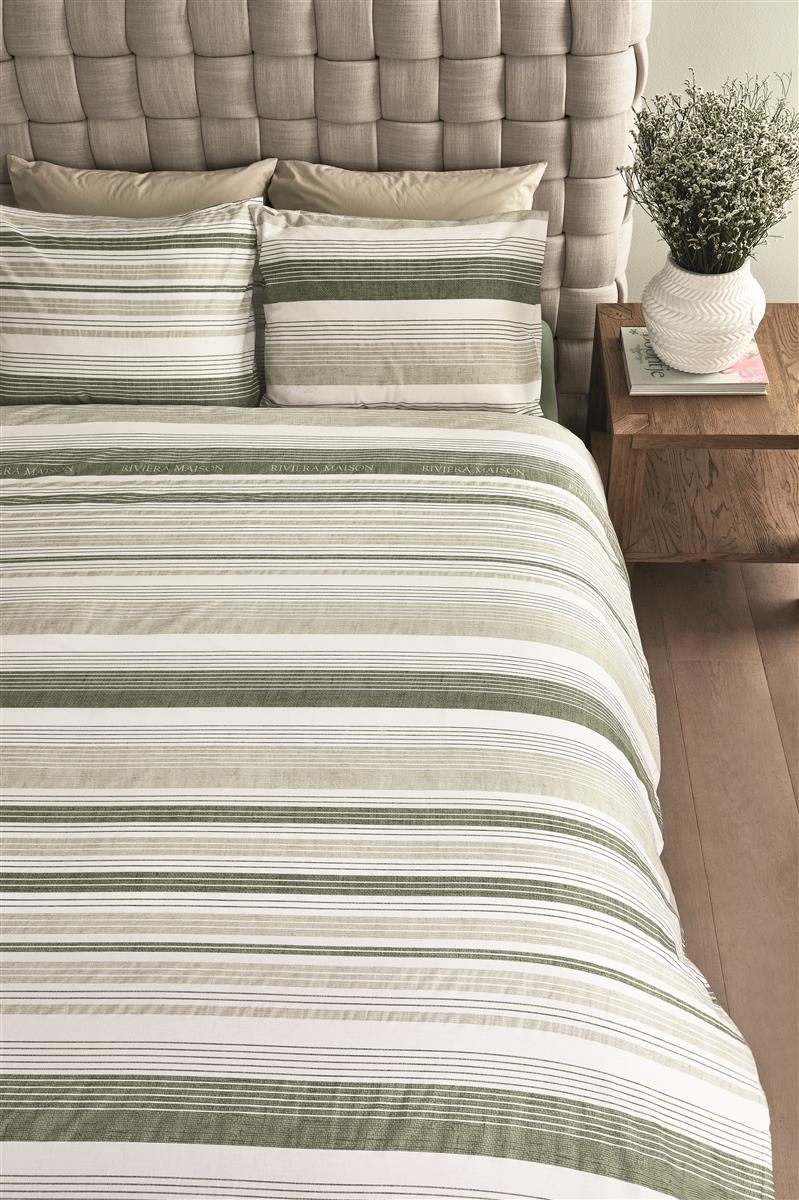 Riviera Maison Sturdy Stripe Bettwäsche - Graugrün