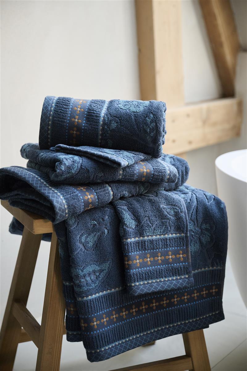 Pip Studio Jasmin Jacquard Badtextilien - Dunkelblau