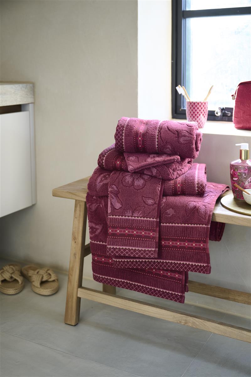 Pip Studio Jasmin Jacquard Badtextilien - Dunkeles Rosa