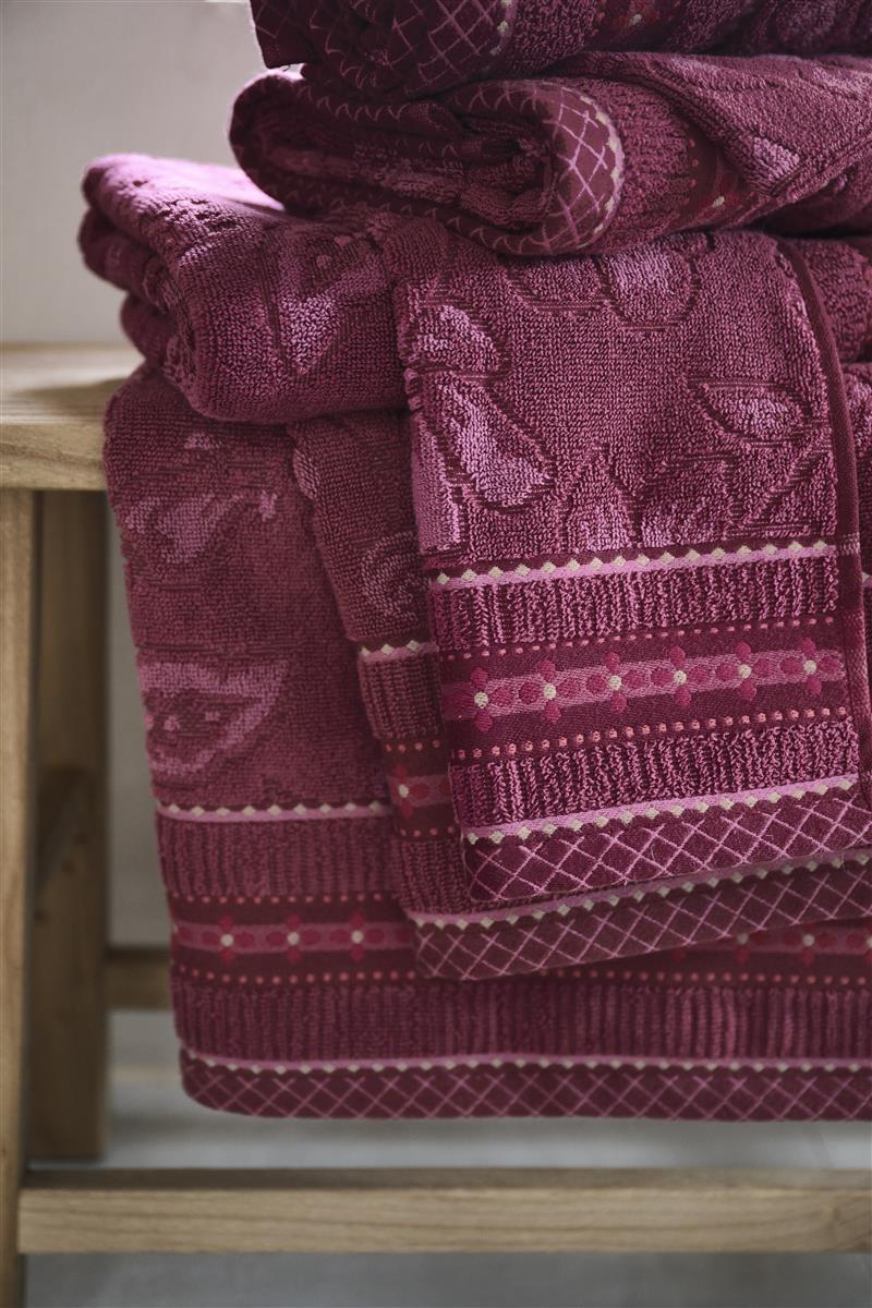 Pip Studio Jasmin Jacquard Badtextilien - Dunkeles Rosa