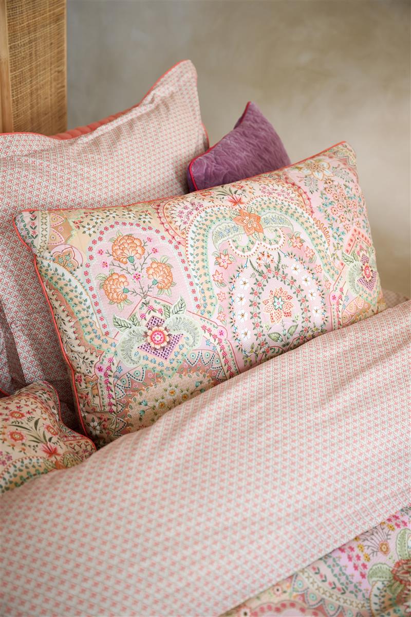 Pip Studio Jabali Flower Quilted Zierkissen - Korallenrot