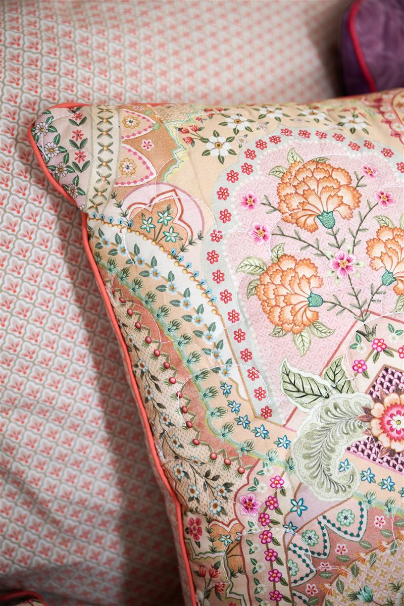 Pip Studio Jabali Flower Quilted Zierkissen - Korallenrot