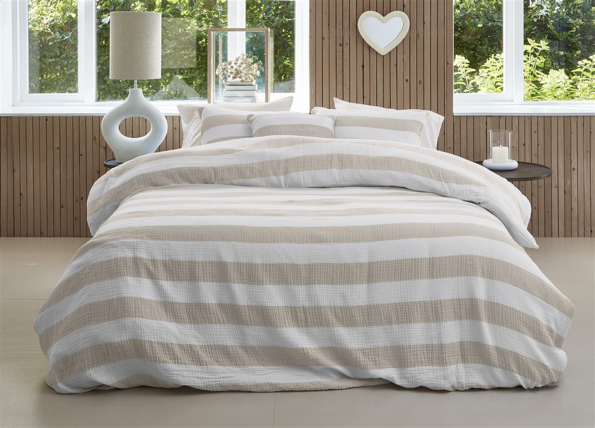 Riviera Maison Striped Bettwäsche - Sand