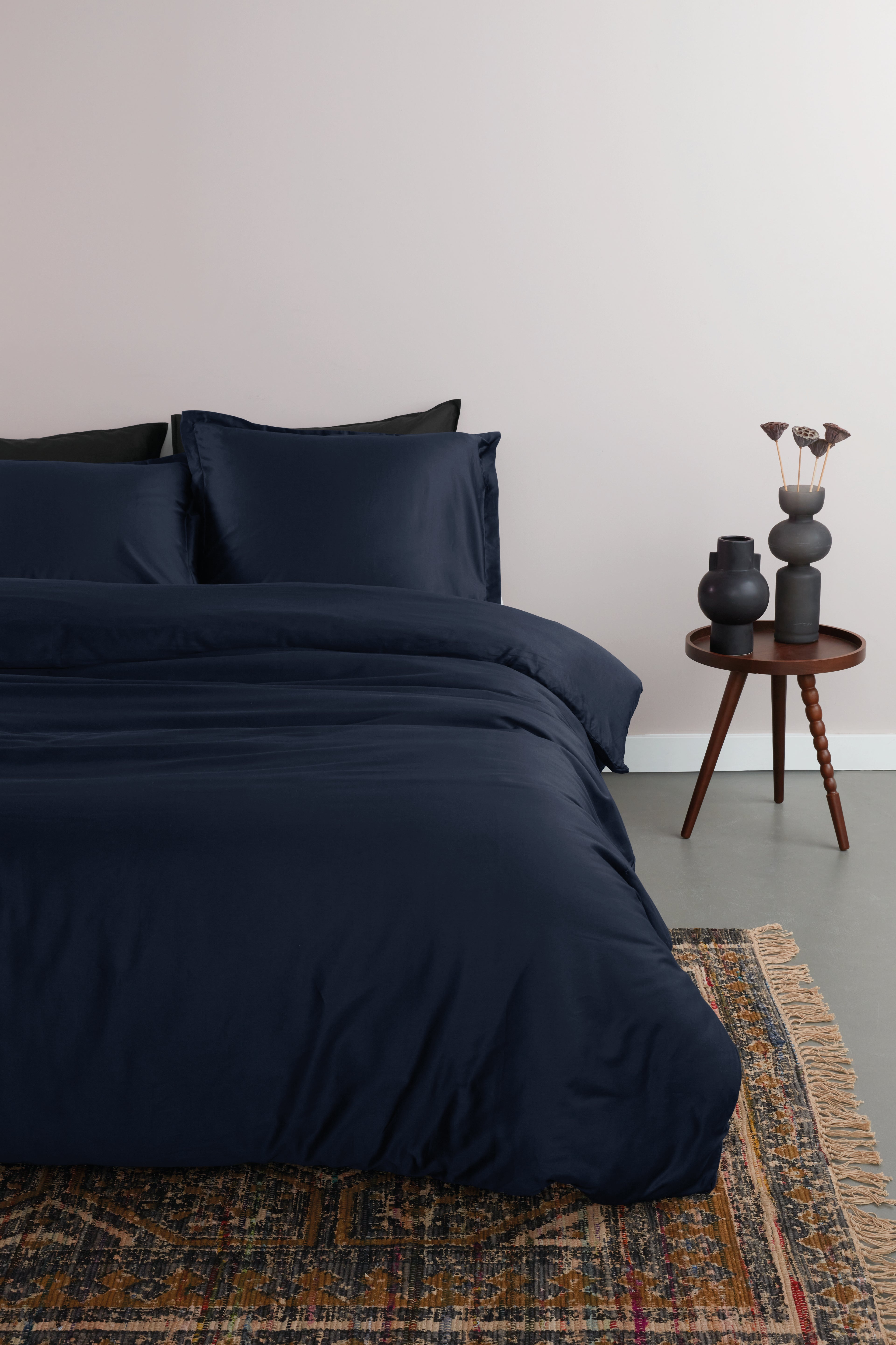 Ambiante Satin Uni Bettwäsche - Marineblau