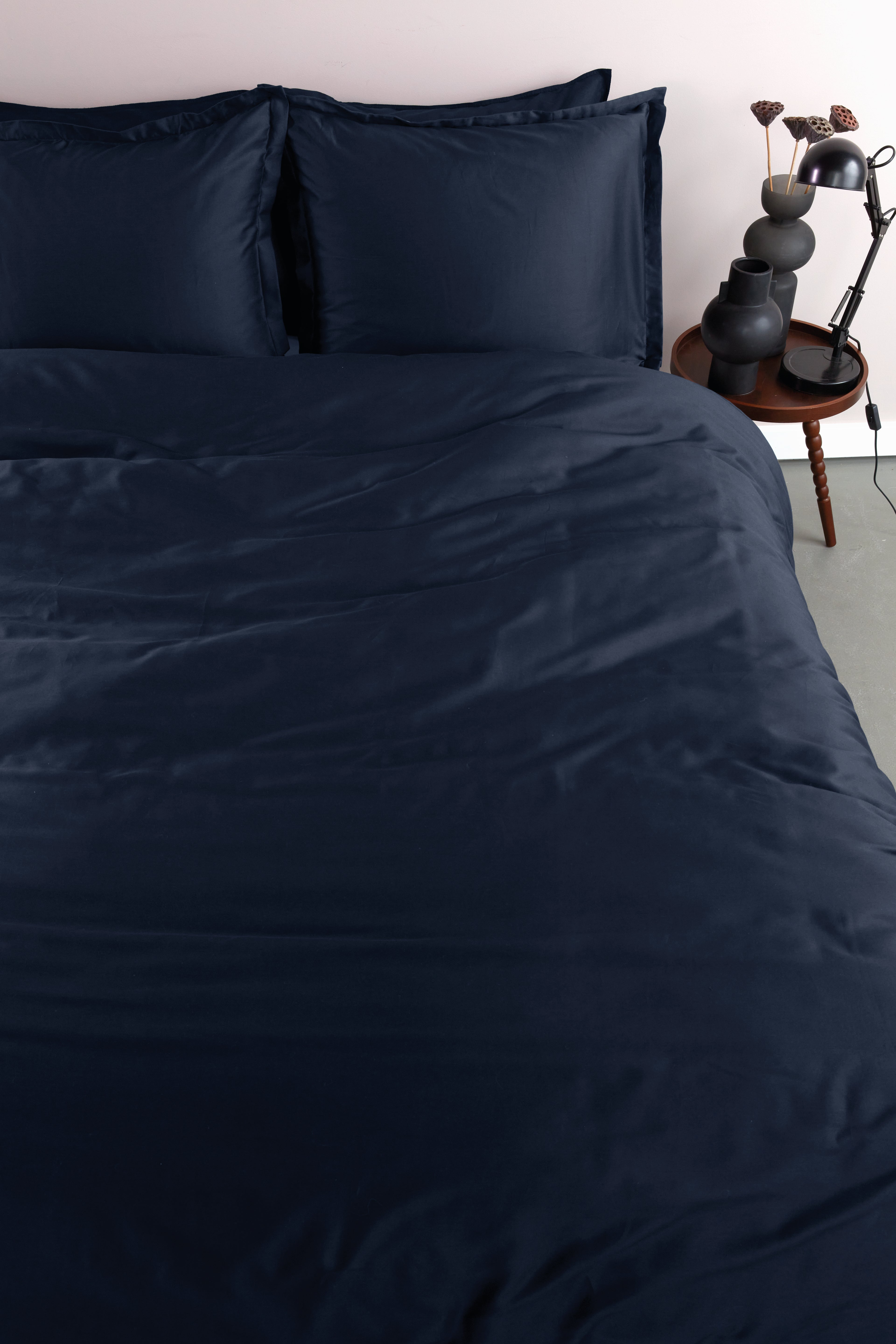 Ambiante Satin Uni Bettwäsche - Marineblau