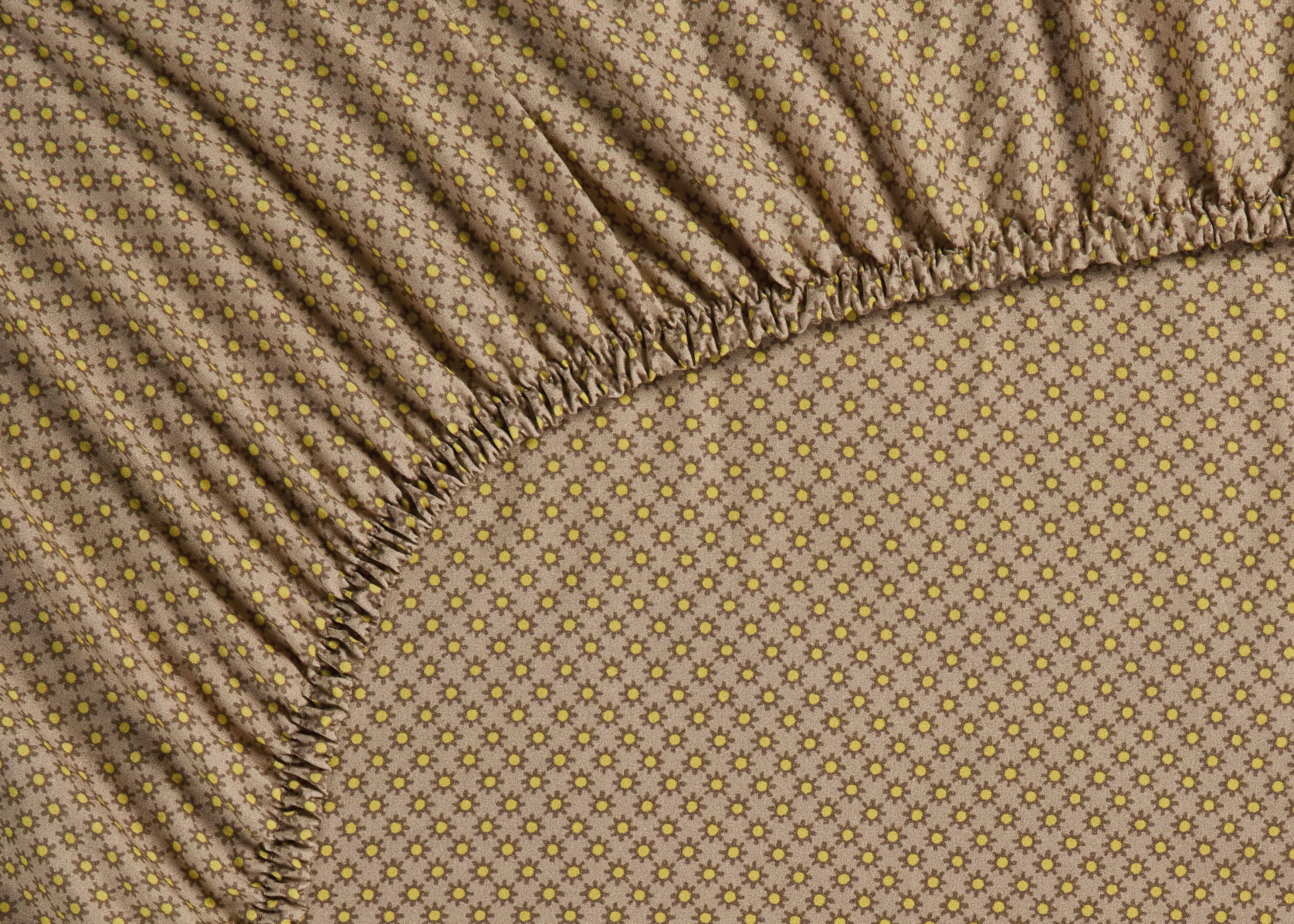 Geel kaki Spannbettlaken - Baumwolle - Gelbes Khaki