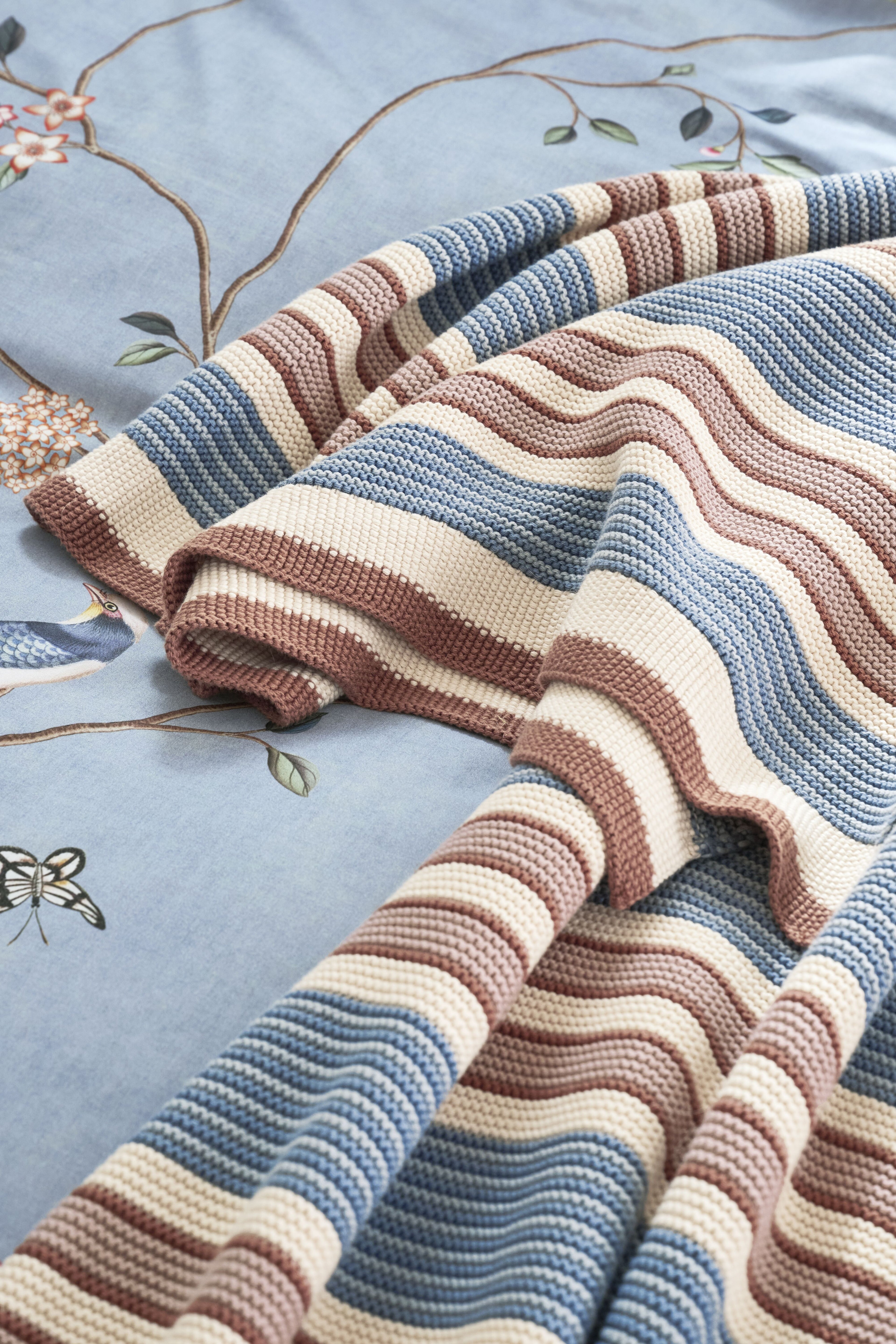 Pip Studio Bonsoir Combistripe Wohndecken - Blau