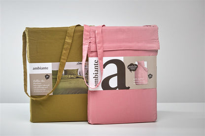 Ambiante Cotton Uni Bettwäsche - Dunkelrot