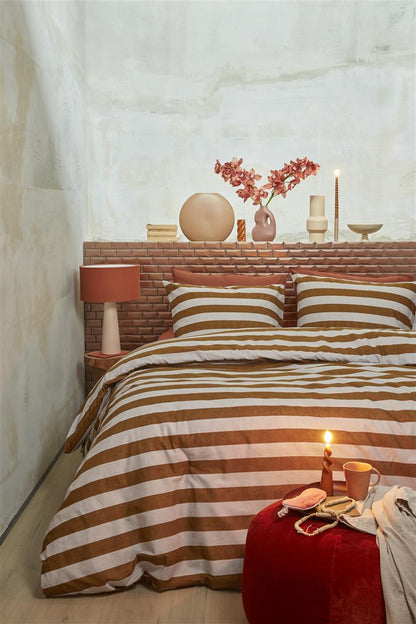 vtwonen Bold Stripe Bettwäsche - Hellbraun