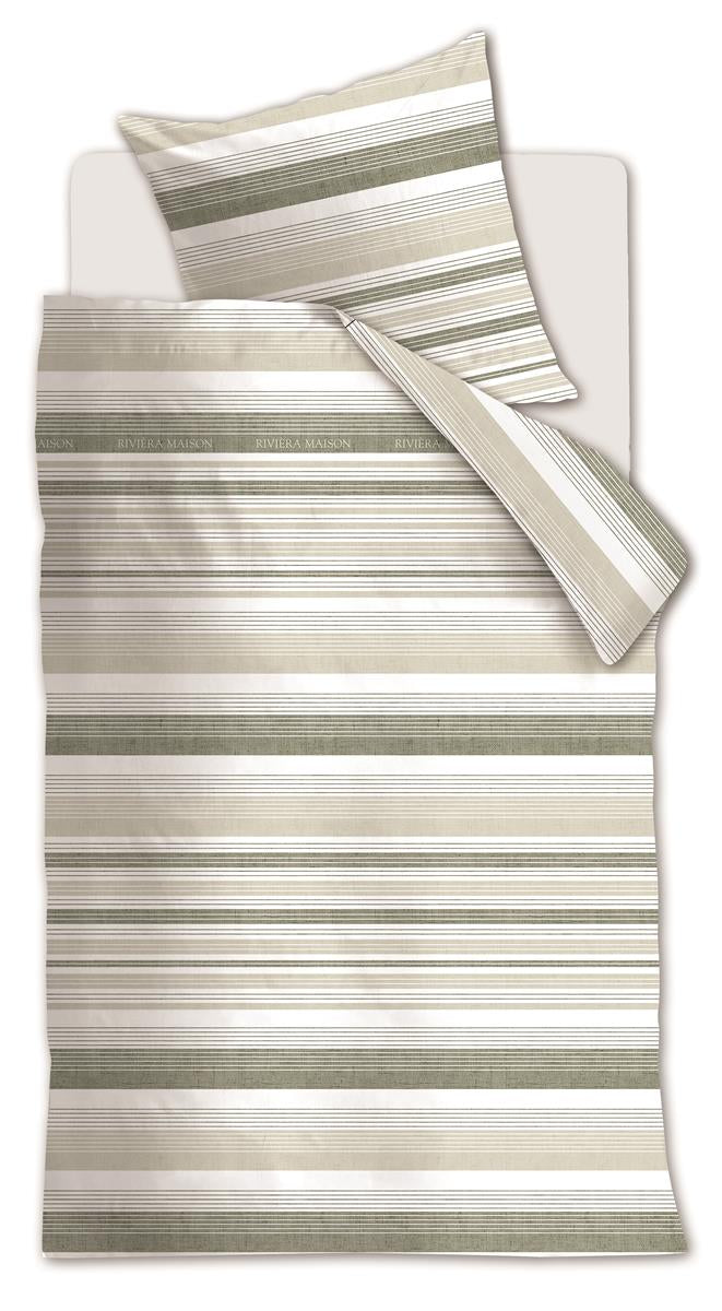 Riviera Maison Sturdy Stripe Bettwäsche - Graugrün