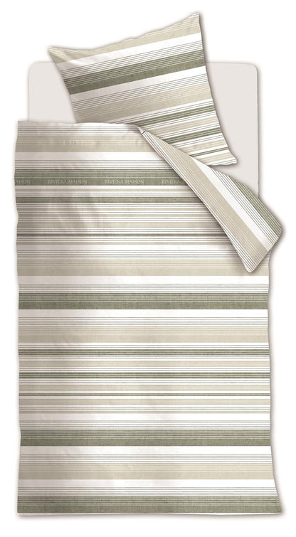 Riviera Maison Sturdy Stripe Bettwäsche - Graugrün