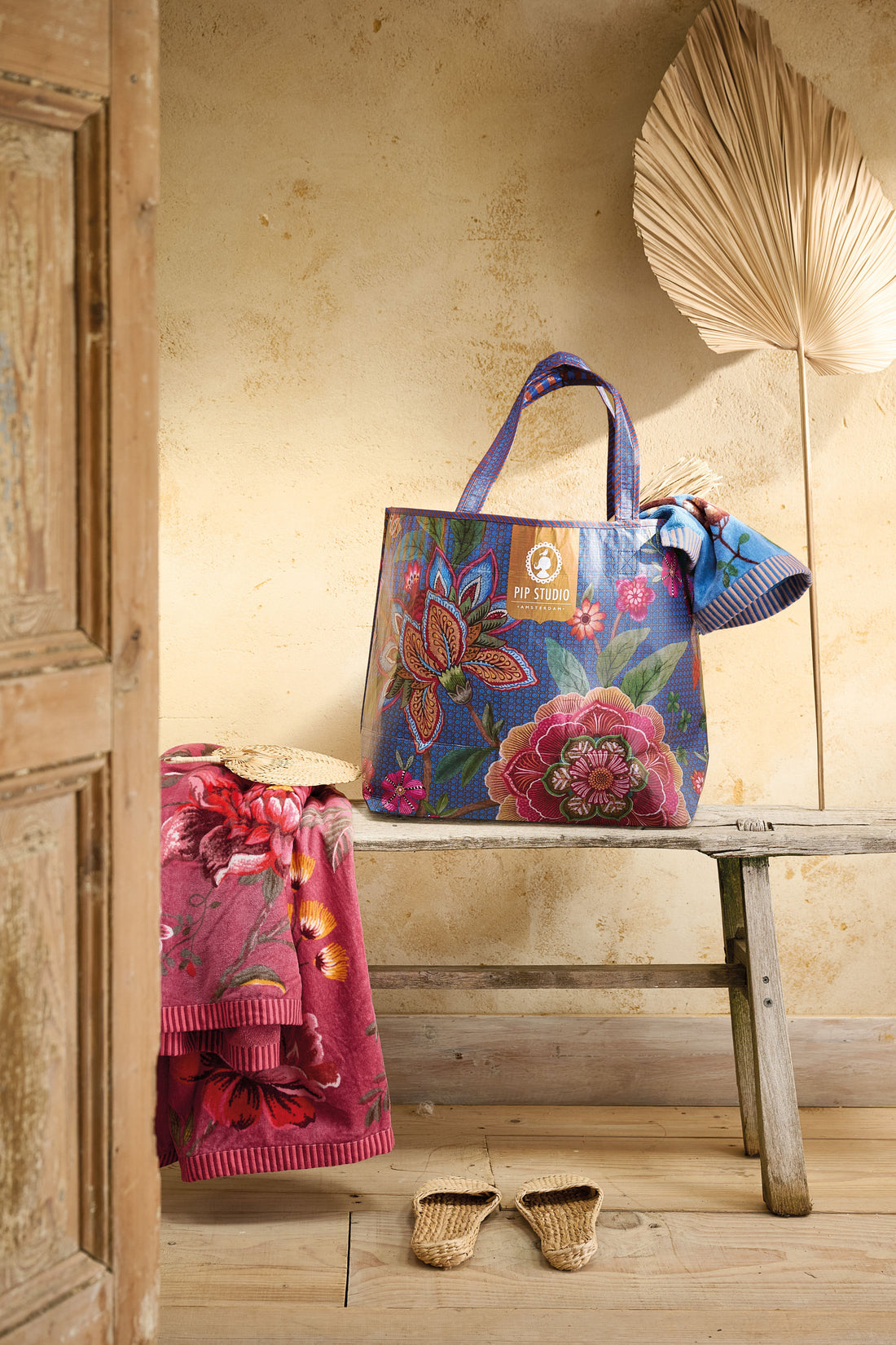 Pip Studio Bombay Beachbag - Strandtas - One size - Donkerblauw