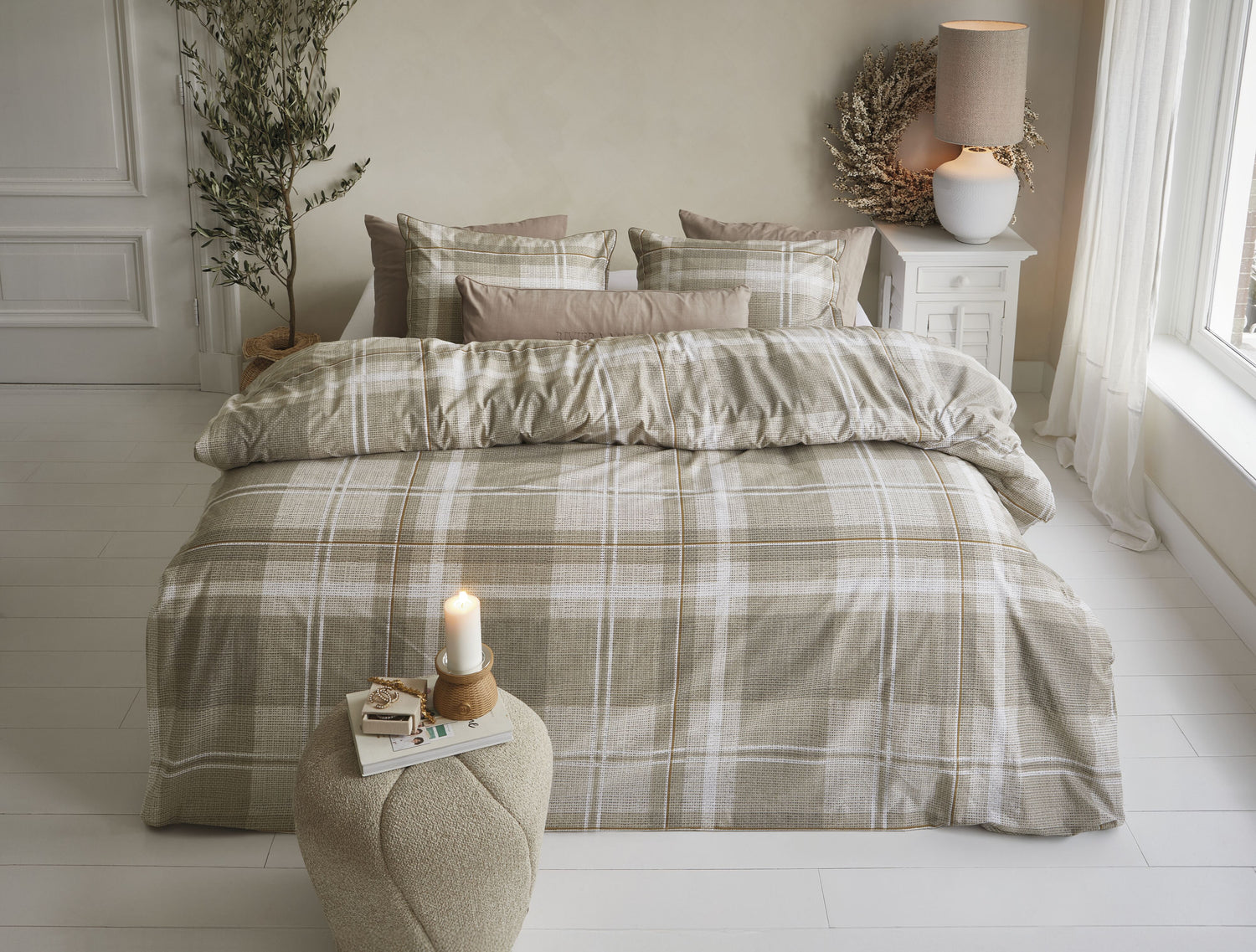 Rivièra Maison Tartan Check Bettwäsche - Sand
