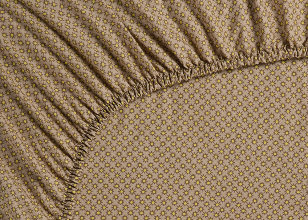 Geel kaki Spannbettlaken - Baumwolle - Gelbes Khaki