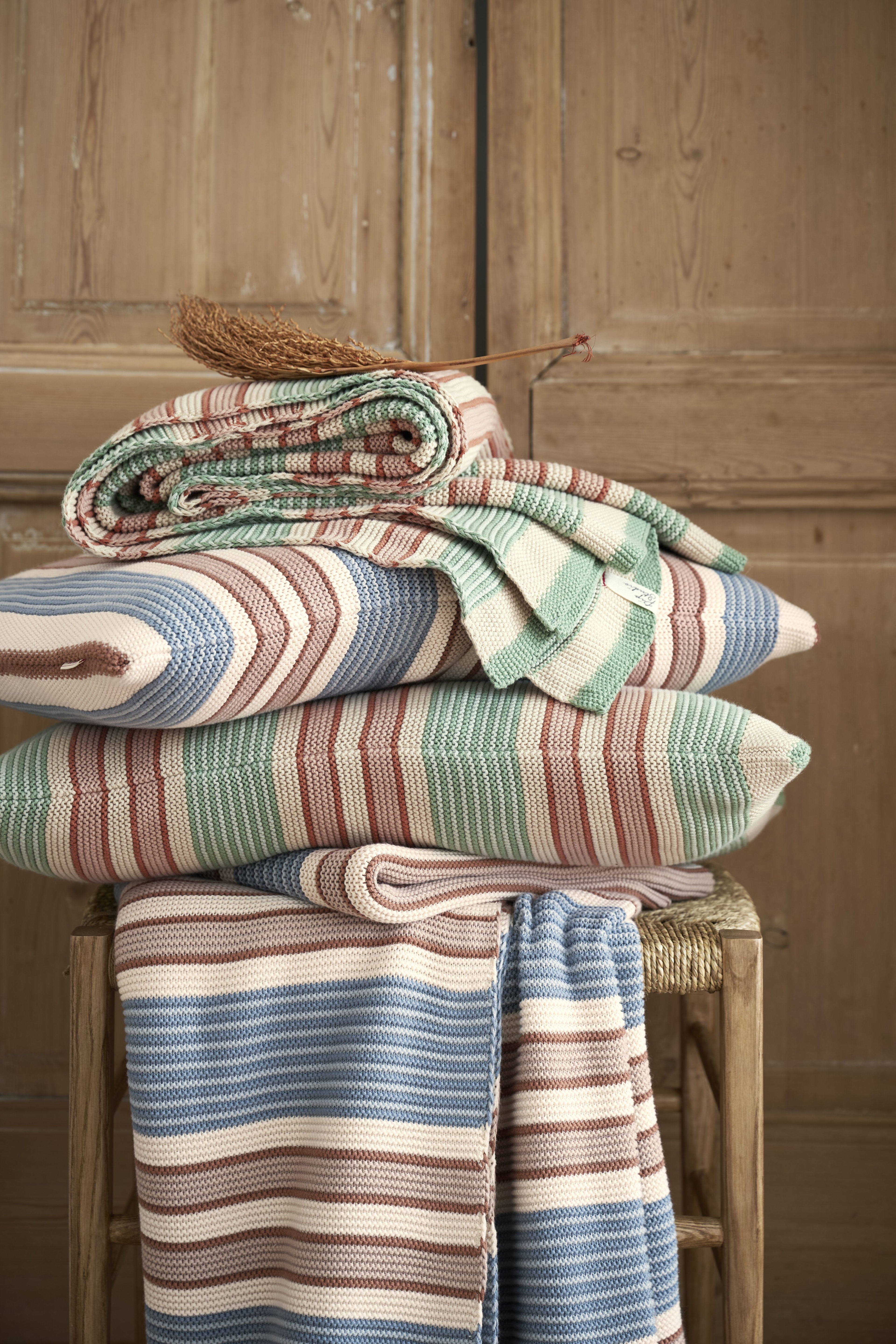 Pip Studio Bonsoir Combistripe Wohndecken - Blau