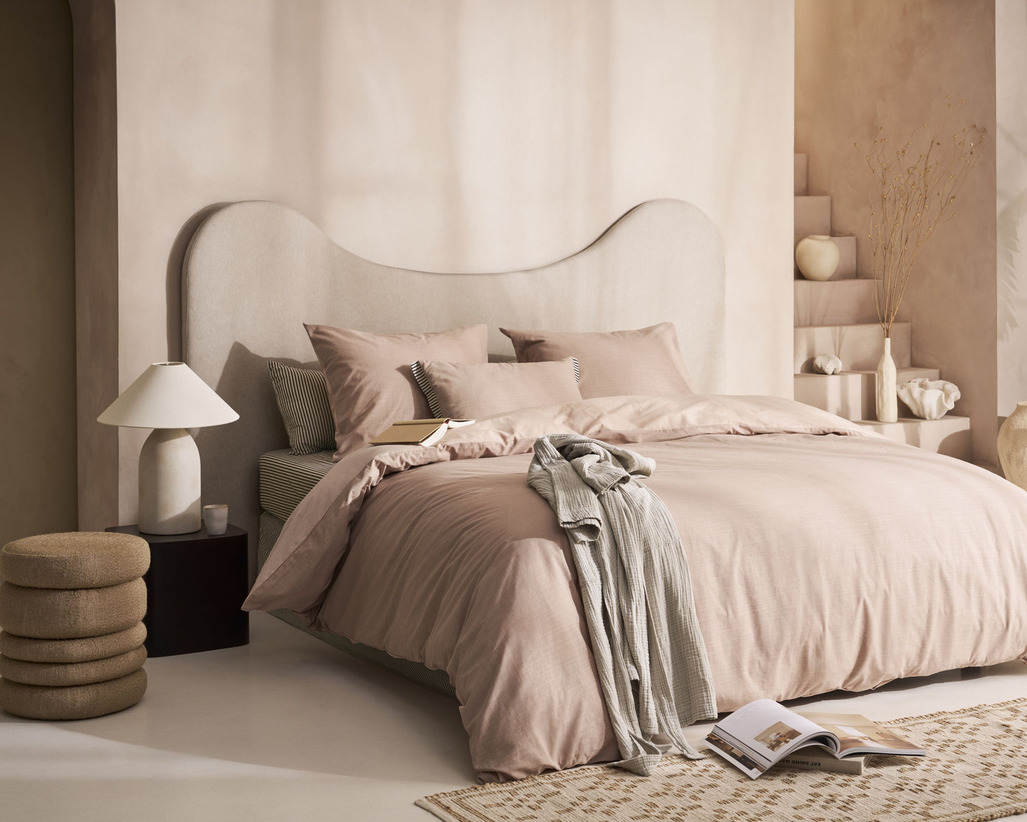 vtwonen Cozy Slub Kissen - Hellrosa