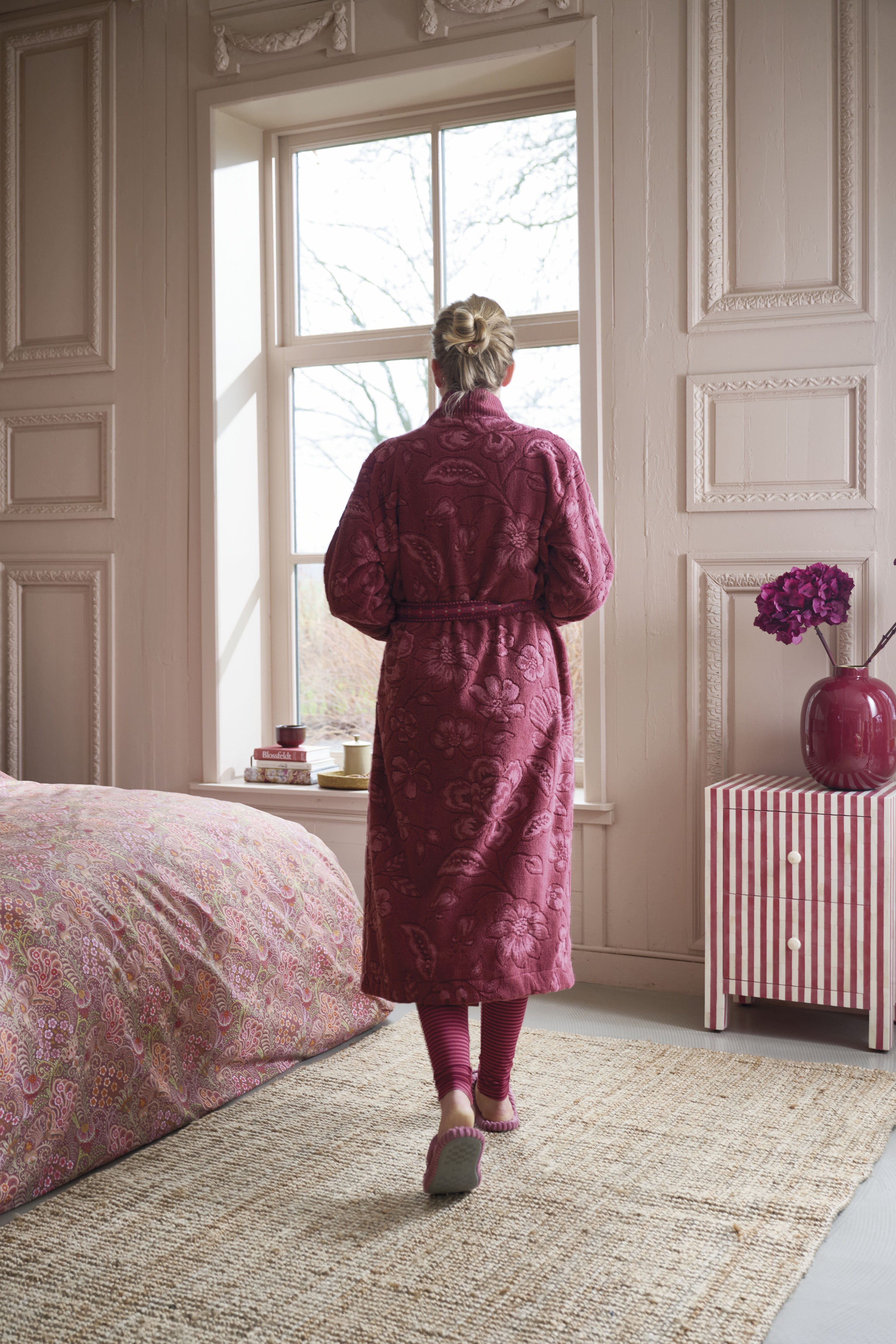 Pip Studio Jasmin Jacquard Frottier - Dunkelrosa