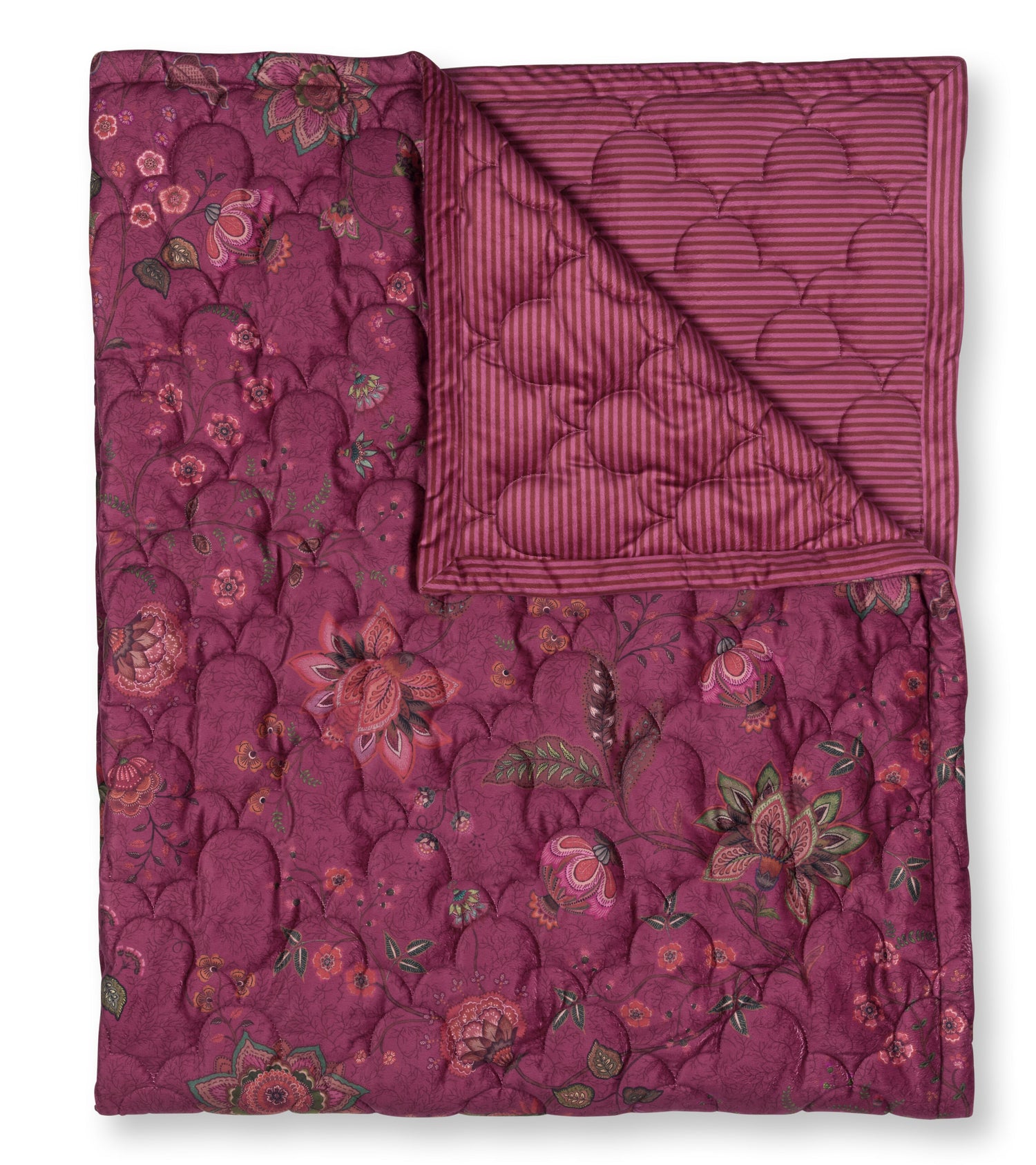 Pip Studio Mumbai Morning Velvet Wohndecken - Dunkelrosa