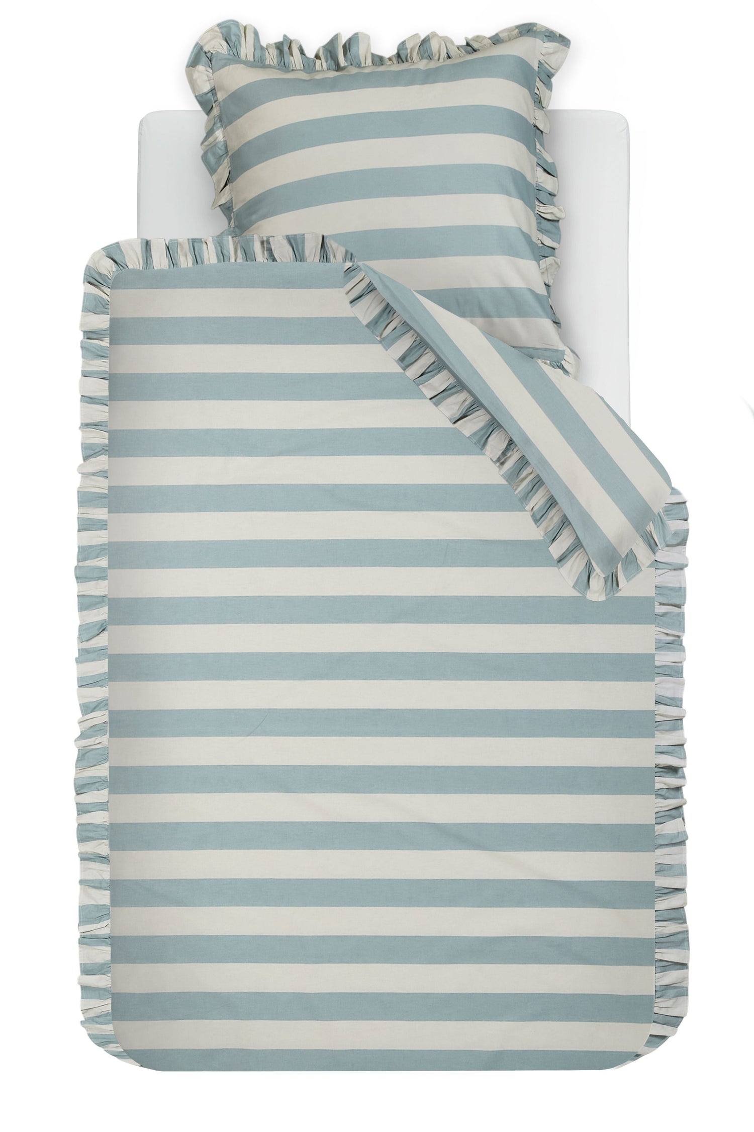 Ambiante Striped Ruffle Bettwäsche - Blau